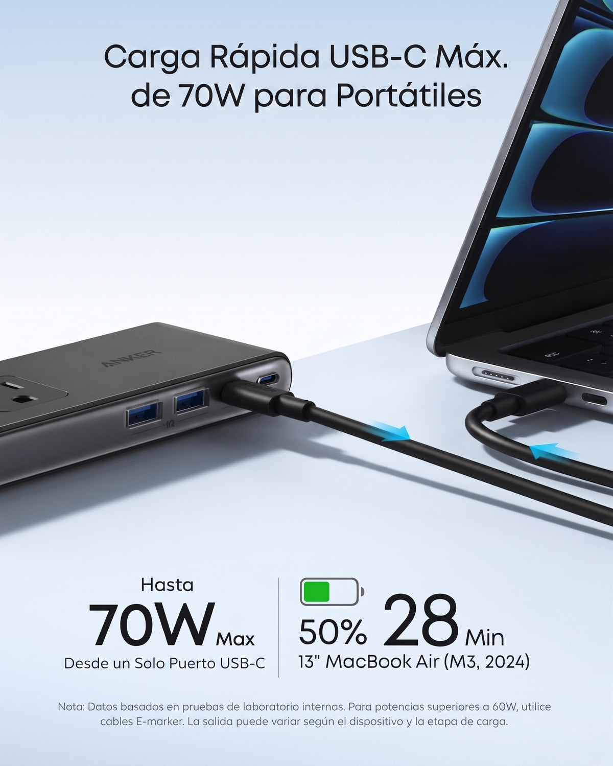 Regleta de enchufes 10 en 1 con pinza y carga USB-C, toma de corriente de escritorio con protección contra sobretensiones.