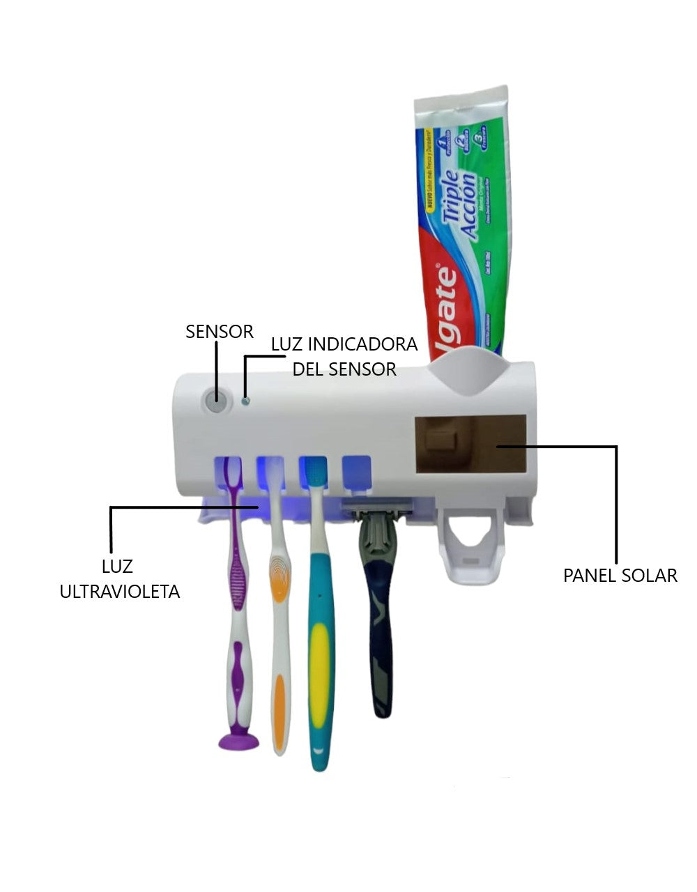 Esterilizador y organizador de cepillos de dientes | Ultravioleta | USB PLUS