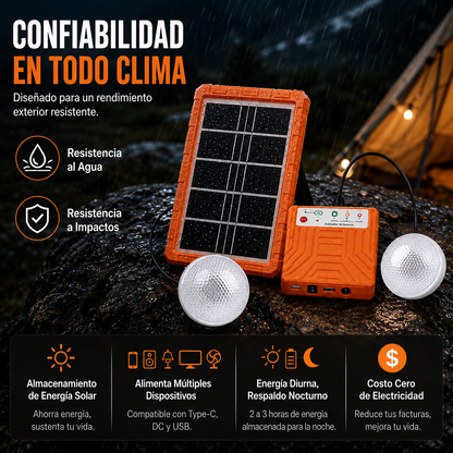Kit De Energía Solar Portátil Con 2 Lámparas  LED incluidas