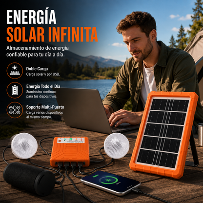 Kit De Energía Solar Portátil Con 2 Lámparas  LED incluidas
