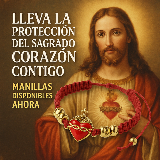 PULSERA CORAZON DE JESUS - 18K DE ORO - TEJIDA A MANO Y SANTIFACADA