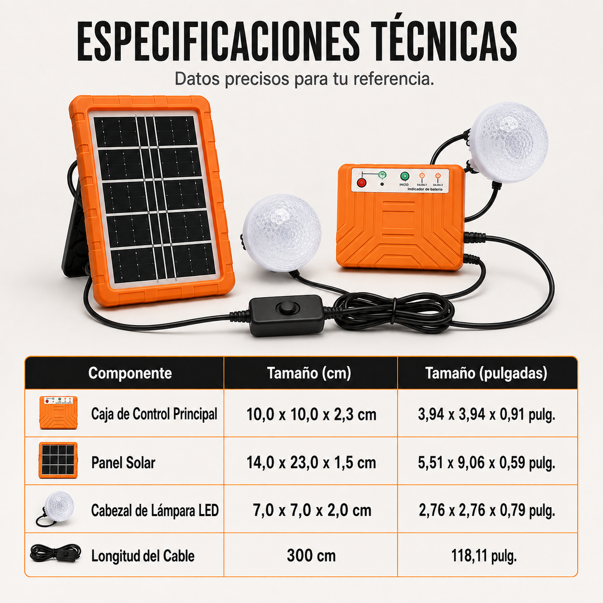 Kit De Energía Solar Portátil Con 2 Lámparas  LED incluidas