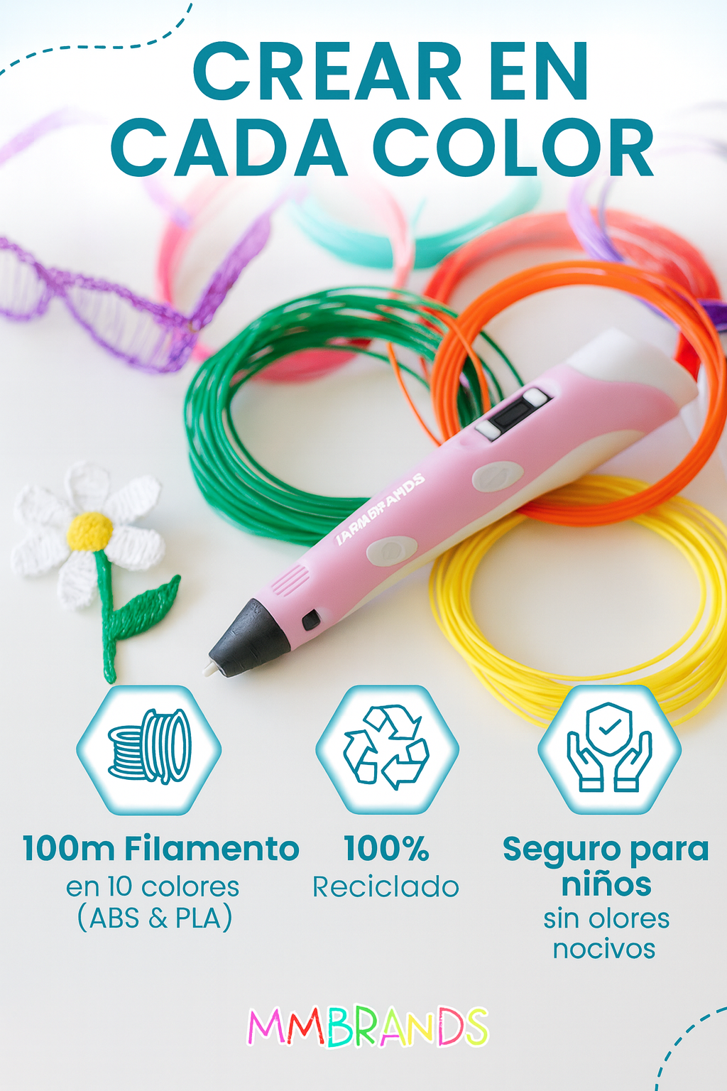 Lápiz 3D Bolígrafo Impresión 3D + filamento de 10 colores