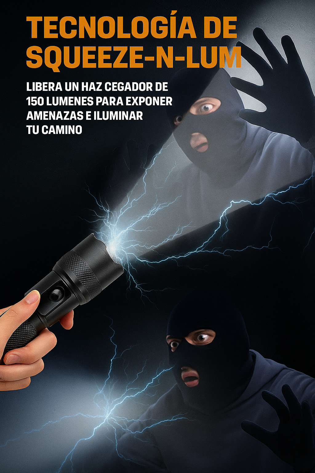Linterna Táctica Aturdidora SUPTRUCK™ VoltGuard X95 ⚡ Luz en la Oscuridad, Poder en el Peligro