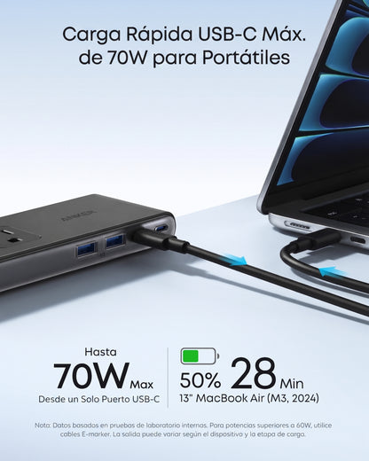 Regleta de enchufes 10 en 1 con pinza y carga USB-C, toma de corriente de escritorio con protección contra sobretensiones.
