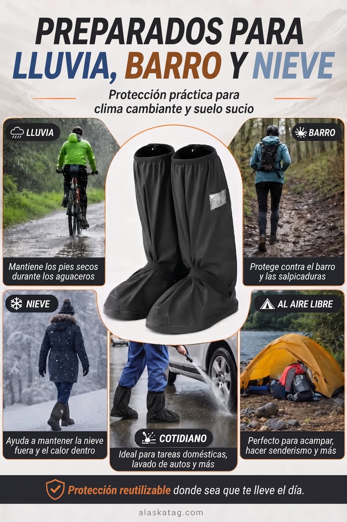 🌧️ Cubre botas impermeables reutilizables para lluvia, barro y nieve.