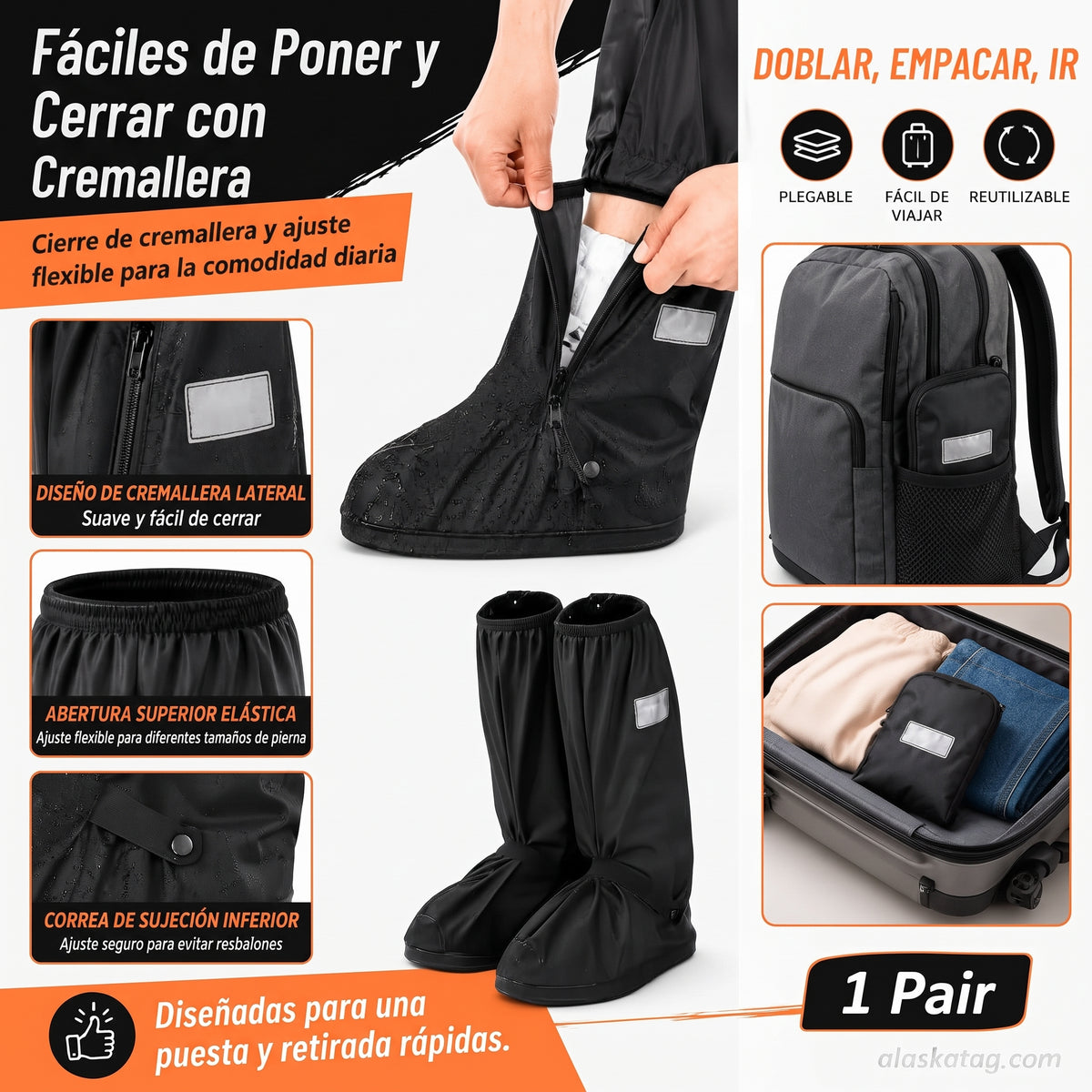 🌧️ Cubre botas impermeables reutilizables para lluvia, barro y nieve.