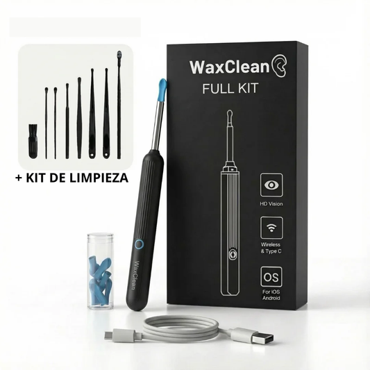 WaxClean™ - Limpieza de oídos inteligente con tecnología avanzada + 7 PZ ACERO INOXIDABLE