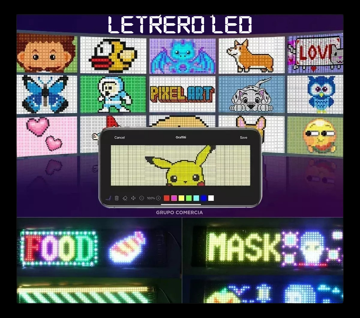 Letrero Led +100 animaciones diferentes