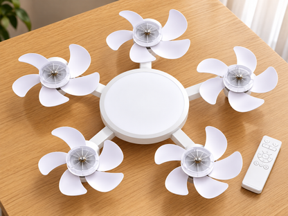 Ventilador de techo con luz LED – 5 Aspas plegables, control remoto, 3 ajustes de temperatura – Diseño moderno y ahorro de energía