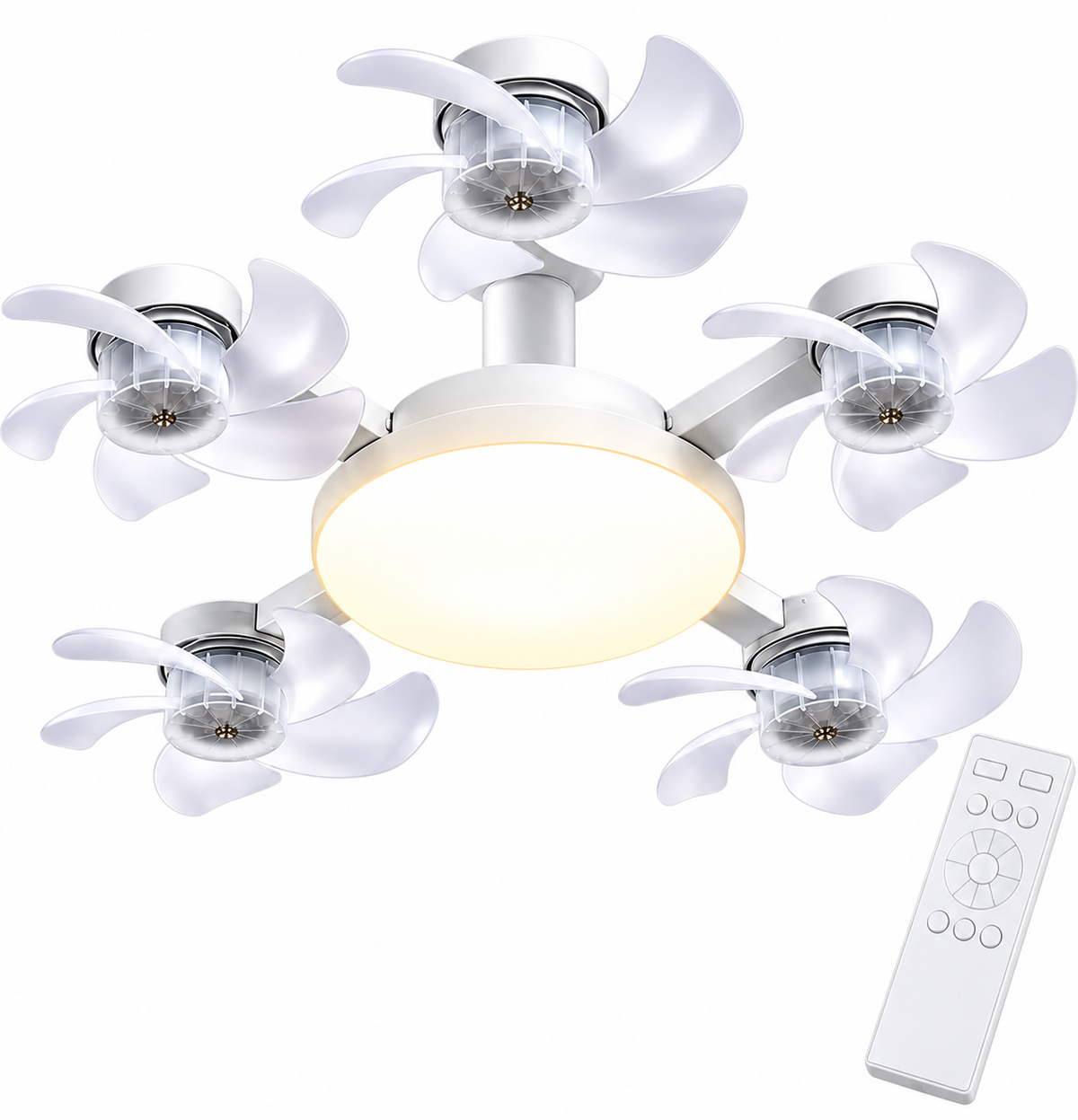 Ventilador de techo con luz LED – 5 Aspas plegables, control remoto, 3 ajustes de temperatura – Diseño moderno y ahorro de energía