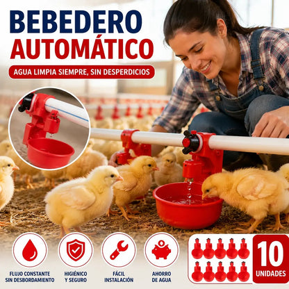 Los bebederos automáticos para aves de corral proporcionan un suministro continuo de agua sin desperdicio y son fáciles de instalar en las tuberías.